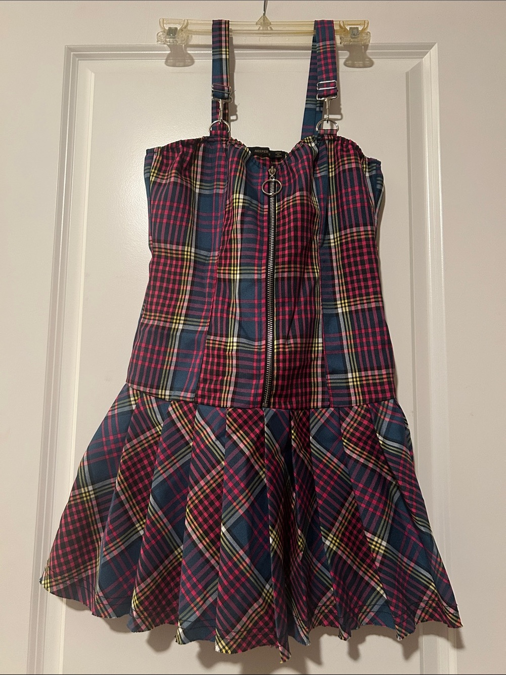 Plaid Zip-Front Suspender Skater / Harajuko Tartan Dress.